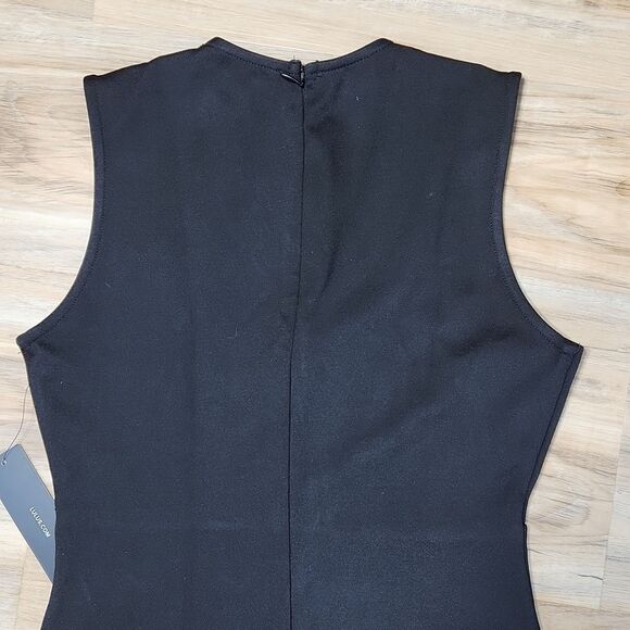 🔺️NWT Lulu's Black Ruched Bodycon Deep Vneck Cocktail Dress Small - Picture 5 of 10